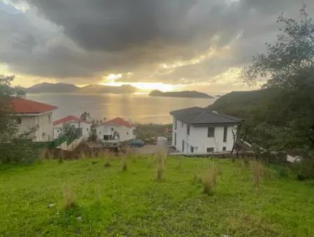 800M2 Grundstück Zum Verkauf Im Dorf Marmaris Söğüt Mit Meerblick 2 Villen Zoniert Oder Für Den Hotelbau Geeignet