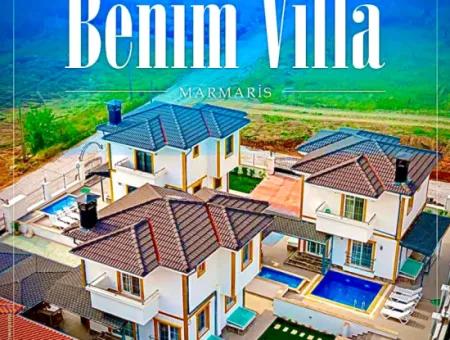 3 Rooms, 1 Living Room, 3 Bathrooms, Ultra-Luxury Daily Rental Villa With Fully Detached Swimming Pool In Marmaris Cetibeli Neighborhood